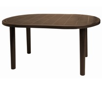 Mesa oval modelo Gala, de polipropileno wengue y 140x90x73 cm RESOL. Mesa oval modelo Gala, de polipropileno wengue y 140x90x73 cm RESOL.
