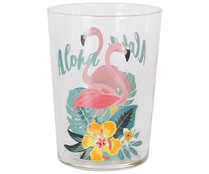 Vaso de sidra fabricado en vidrio decorado Aloha Flamenco, 0,5 litros HOME.