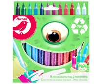 Rotuladores borrables de plástico reciclable, 12 unidades , PRODUCTO ALCAMPO.