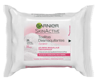 Toallitas desmaquillantes suaves para pieles secas y sensibles GARNIER Skin active 25 uds. Toallitas desmaquillantes suaves para pieles secas y sensibles GARNIER Skin active 25 uds.