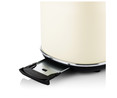 Tostador WESTINGHOUSE WKTT857WH cream vintage, 2 ranuras extra anchas, 6 niveles de tostado, exterior de acero inoxidable.