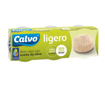 Atún claro en aceite de oliva ligero CALVO pack de 3 x 56 g.