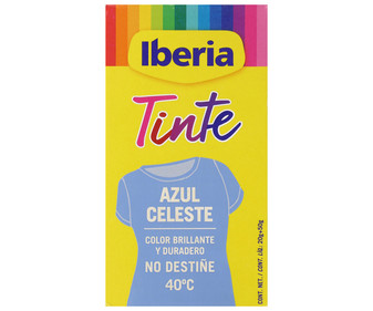 Tinte para ropa de color azul celeste (permite teñir a baja temperatura 40ª) IBERIA 1 ud. Tinte para ropa de color azul celeste (permite teñir a baja temperatura 40ª) IBERIA 1 ud.
