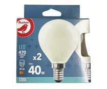 Pack de 2 bombillas Led E14, 4,8W=40W, luz fría, 470lm, PRODUCTO ALCAMPO.