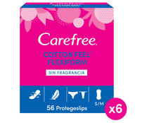 Salvaslips sin fragancia CAREFREE Cotton flexiform 56 uds.
