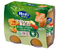 Tarritos de potaje de alubias y verduritas con textura con grumitos, a partir de 8 meses HERO Recetas caseras 2 x 190 g.