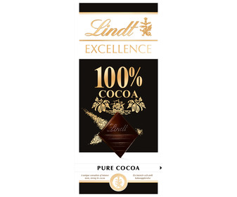 Chocolate negro 100 % cacao LINDT EXCELLENCE 50 g. Chocolate negro 100 % cacao LINDT EXCELLENCE 50 g.