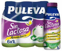 Leche semidesnatada de vaca, sin lactosa PULEVA Mañanas ligeras 6 x 1 l.
