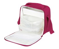 Bolsa porta alimentos color granate más 2 recipientes herméticos de plástico QUID.