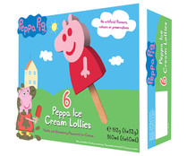 Polo de helado con sabor a vainilla y fresa y forma de PEPPA PIG 6 x 60 ml.