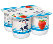 Yogur con sabor a fresa elaborado con leche fresca de vaca DANONE 4 x 120 g.