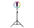Aro de luz RGB QILIVE, con trípode XL y soporte para teléfono móvil.