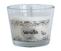 Vela aromática vainilla en vaso de cristal, SNC.