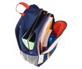 Mochila juvenil con doble compartimento y bolsillo portabotellas, color azul y blanco, Sport Style PRODUCTO ALCAMPO, 31x44x10cm.