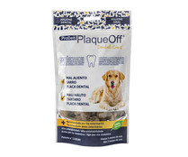 Golosinas en forma de croquetas dentales para perros PLAQUEOFF 150 g.