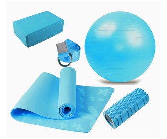 Set de yoca con esterilla, boque, cinta, pelota y rodillo, color azul, CUP'S ALCAMPO. Set de yoca con esterilla, boque, cinta, pelota y rodillo, color azul, CUP'S ALCAMPO.