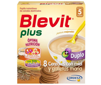 Papilla en polvo de 8 cereales con miel y galleta maría a partir de 5 meses BLEVIT Plus 600 g. Papilla en polvo de 8 cereales con miel y galleta maría a partir de 5 meses BLEVIT Plus 600 g.