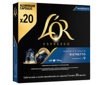 Café Descafeinado Ristretto I9 en cápsulas compatibles con Nespresso L'OR ESPRESSO 20 uds.