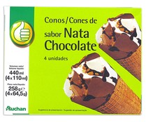 Conos de helado nata y chocolate PRODUCTO ECONÓMICO ALCAMPO 4 x 110 ml.