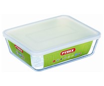 Tupper hérmético de vidrio con tapa, capacidad de 0.8 litros PYREX.