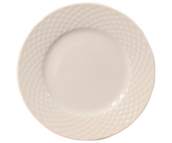 Plato de postre de 20 centímetros de diámetro, fabricado en porcelana con diseño trenzado EFG. Plato de postre de 20 centímetros de diámetro, fabricado en porcelana con diseño trenzado EFG.