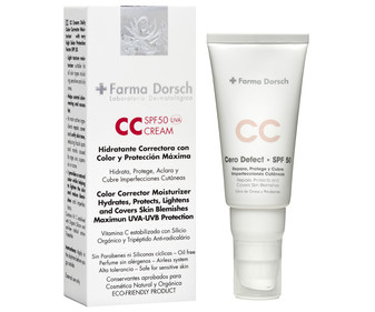 Crema hidratante correctora con color y factor de protección 50 (alto) FARMA DORSCH Cc cream 50 ml. Crema hidratante correctora con color y factor de protección 50 (alto) FARMA DORSCH Cc cream 50 ml.