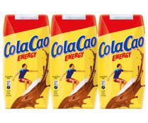 Batido de leche enriquecida con cacao COLACAO Energy 3 x 200 ml.