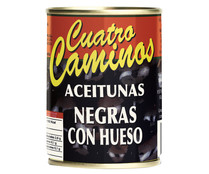 Aceitunas negras enteras (con hueso) CUATRO CAMINOS 150 g.