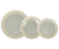 Vajilla completa de 18 piezas de porcelana color verde y beige, Kenia SANTA CLARA.