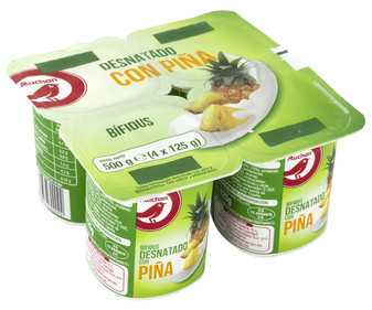 Bífidus desnatado con trocitos de piña PRODUCTO ALCAMPO 4 x 125 g. Bífidus desnatado con trocitos de piña PRODUCTO ALCAMPO 4 x 125 g.