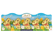 Figuras de Pascua conejitos de chocolate con leche LINDT pack 5 uds.100 g. 