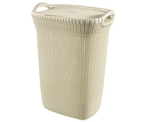 Cesto con tapa para ropa, color blanco crudo, 57 litros, Knit CURVER.