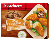 Tiras de pollo marinadas y rebozadas con semillas de sesamo LA COCINERA Recetas crujientes 250 g.