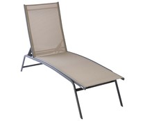 Tumbona multiposición color beige, 146-173x54x50cm. GARDEN STAR ALCAMPO.