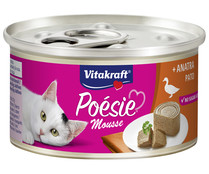 Alimento húmedo completo gatos adultos, sabor pato VITAKRAFT POESIE MOUSSE 85 g.