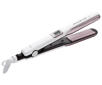 Plancha alisadora y rizadora de pelo ROWENTA Premium Care Liss&Curl SF7660, cerámico, temperatura max.200ºC, placas de 28x90 mm, pantalla.