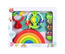 Conjunto de juguetes para bebé con arcoiris y sonajeros, ONE TWO FUN ALCAMPO.