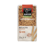 Pasta hélice integrales, rica en fibra GALLO NATURE paquete de 450 g.