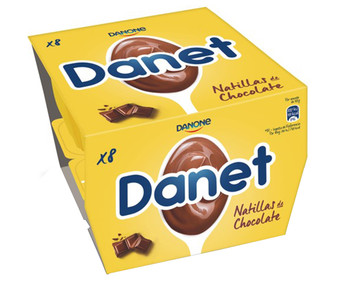 Natillas de chocolate elaboradas sin gluten DANET de Danone 8 x 120 g. Natillas de chocolate elaboradas sin gluten DANET de Danone 8 x 120 g.