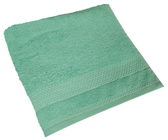 Toalla de lavabo 100% algodón color verde agua con cenefa pespunte inferior, 450g/m² ACTUEL. Toalla de lavabo 100% algodón color verde agua con cenefa pespunte inferior, 450g/m² ACTUEL.