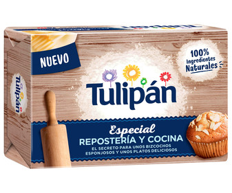 Pastilla de margarina (70% materia grasa) especial cocina o resposteria TULIPÁN 250 g. Pastilla de margarina (70% materia grasa) especial cocina o resposteria TULIPÁN 250 g.
