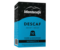 Café Descafeinado, Intensidad 5, en cápsulas compatibles con Nespresso MONTECAFÉ 10 uds.50 g.