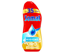 Detergente lavavajillas máquina gel, higiene Oro 35 lav.. 630 ml.