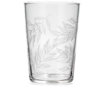 Vaso alto de vidrio transparente 0,53 litros, diseño Primavera con ramas, LUMINARC.
