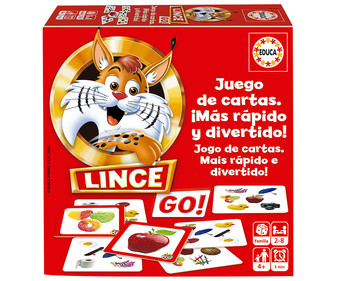 Juego infantil de cartas y rapidez visual Lince Go, de 2 a 8 jugadores, EDUCA. Juego infantil de cartas y rapidez visual Lince Go, de 2 a 8 jugadores, EDUCA.