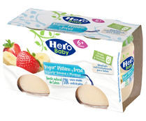 Yogur de plátano y fresa, adaptado para bebés, a partir de 6 meses HERO 2 x 120 g.