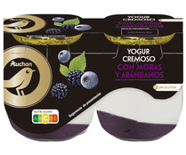 Yogur cremoso natural azucarado con moras y arándanos y sin gluten ALCAMPO GOURMET 2 x 125 g.