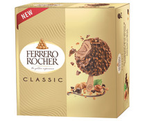 Bombon helado de avellana recubierto de chocolate con trozos de avellana FERRERO ROCHER Classic 4 x 70 ml.