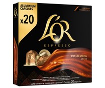 Café Colombia en cápsulas compatibles con Nespresso L'OR ESPRESSO 20 uds.