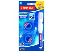 2 cintas correctoras de 12 m y 4.2mm + 1 corrector en formato bolígrafo TIPP-EX Shake´n´squeeze.
